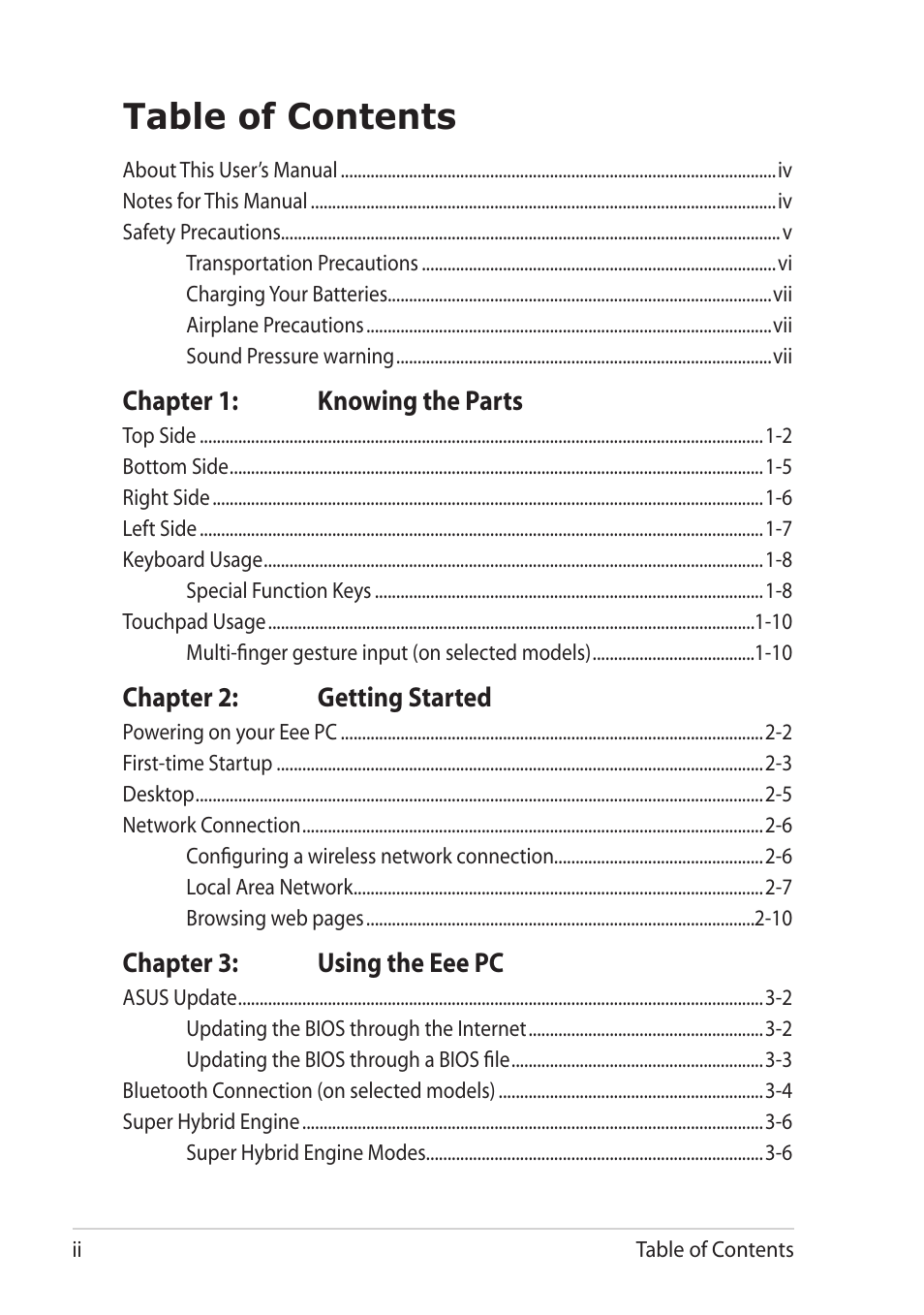 Asus Eee PC X101H User Manual | Page 2 / 62