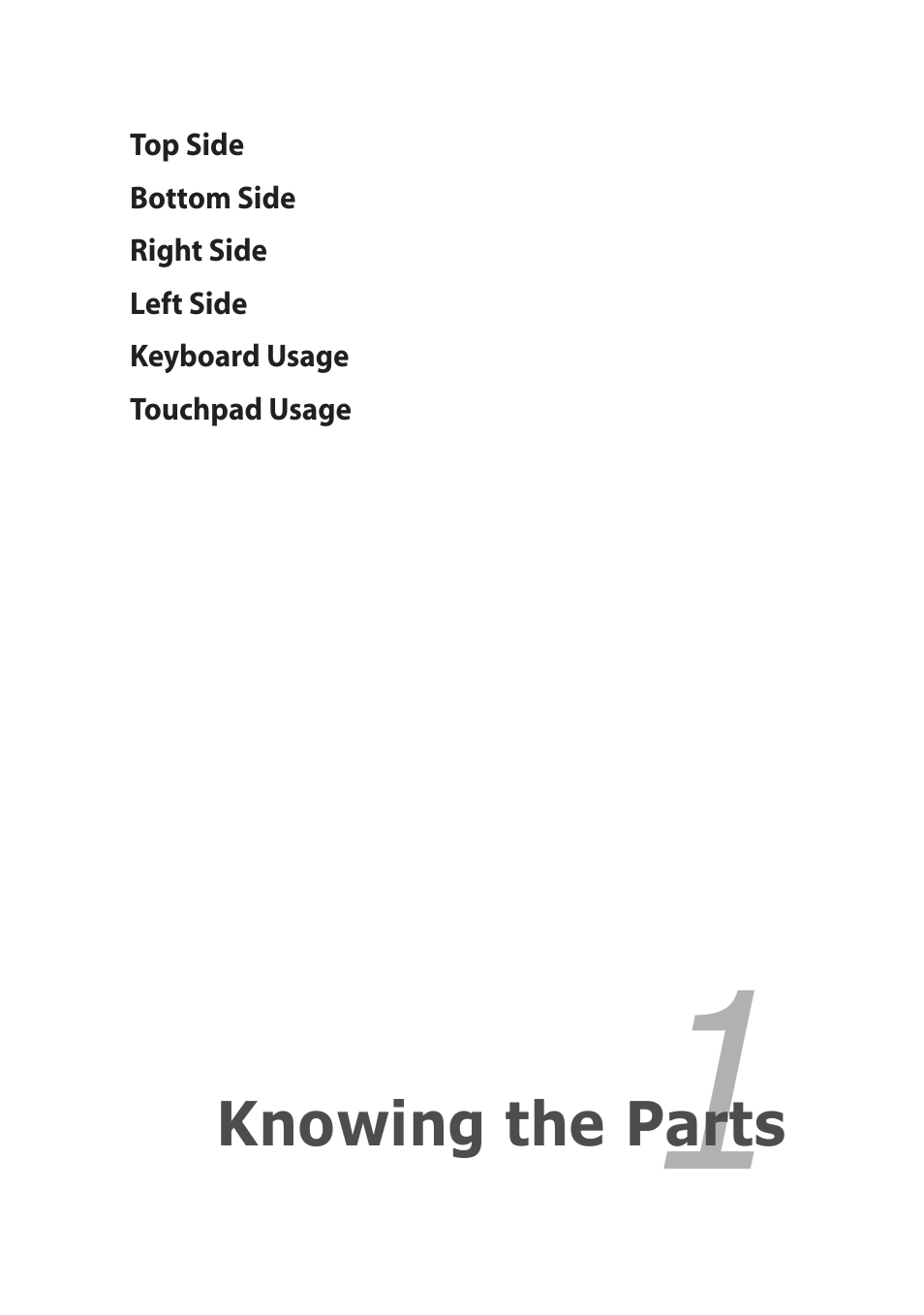 Chapter 1: knowing the parts, Chapter 1, Knowing the parts | Asus Eee PC X101H User Manual | Page 9 / 62