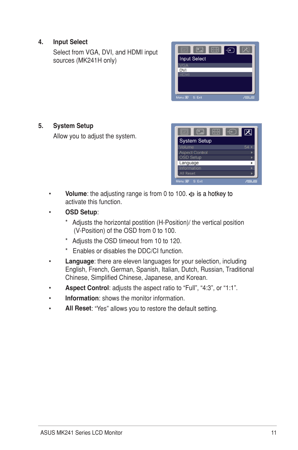 Asus MK241H User Manual | Page 19 / 24