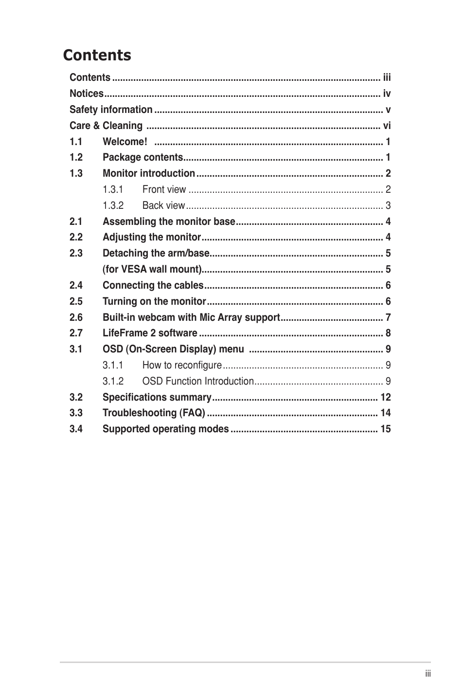 Asus MK241H User Manual | Page 3 / 24