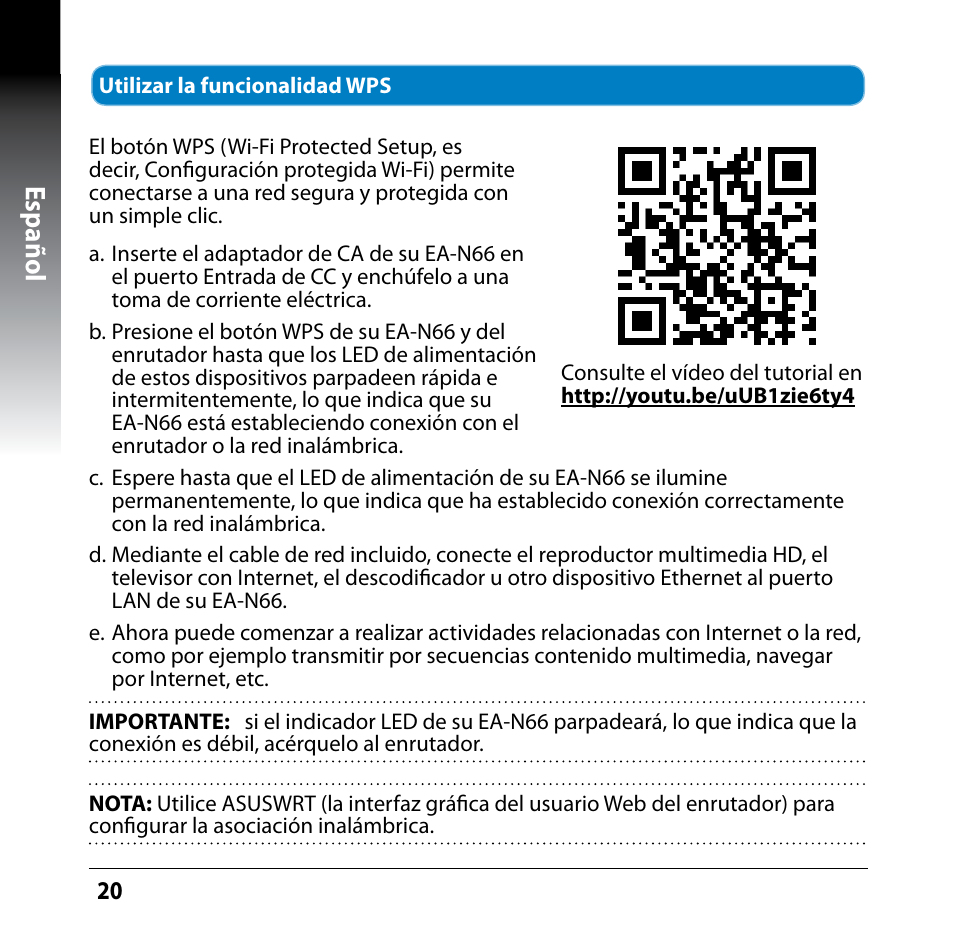 Español | Asus EA-N66 User Manual | Page 20 / 35