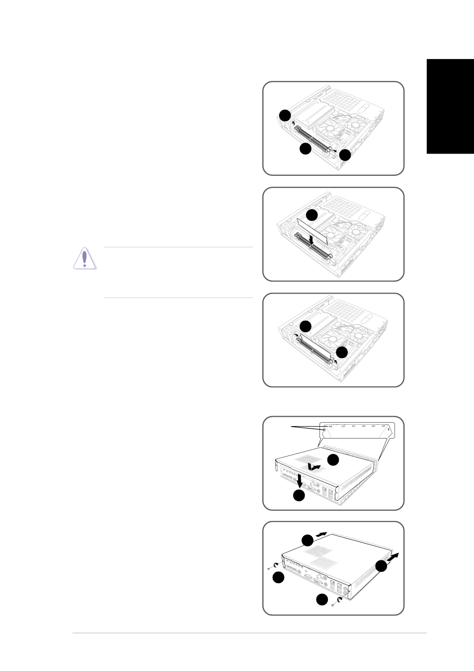 Installing a dimm, Replacing the top cover, English | Asus DiGiMatrix User Manual | Page 9 / 22