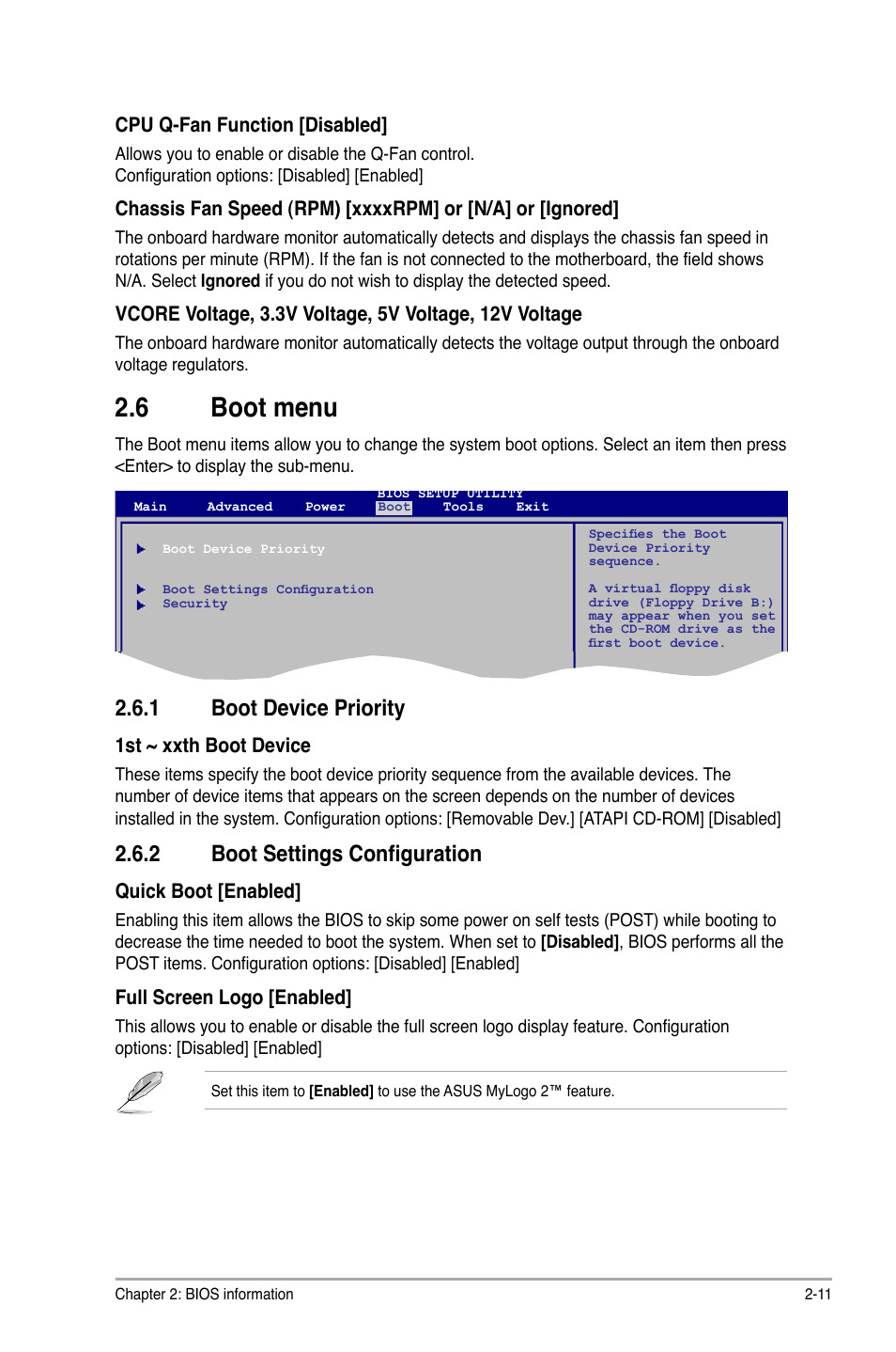 6 boot menu, 1 boot device priority, 2 boot settings configuration | Asus P5KPL IN/SI User Manual | Page 33 / 36