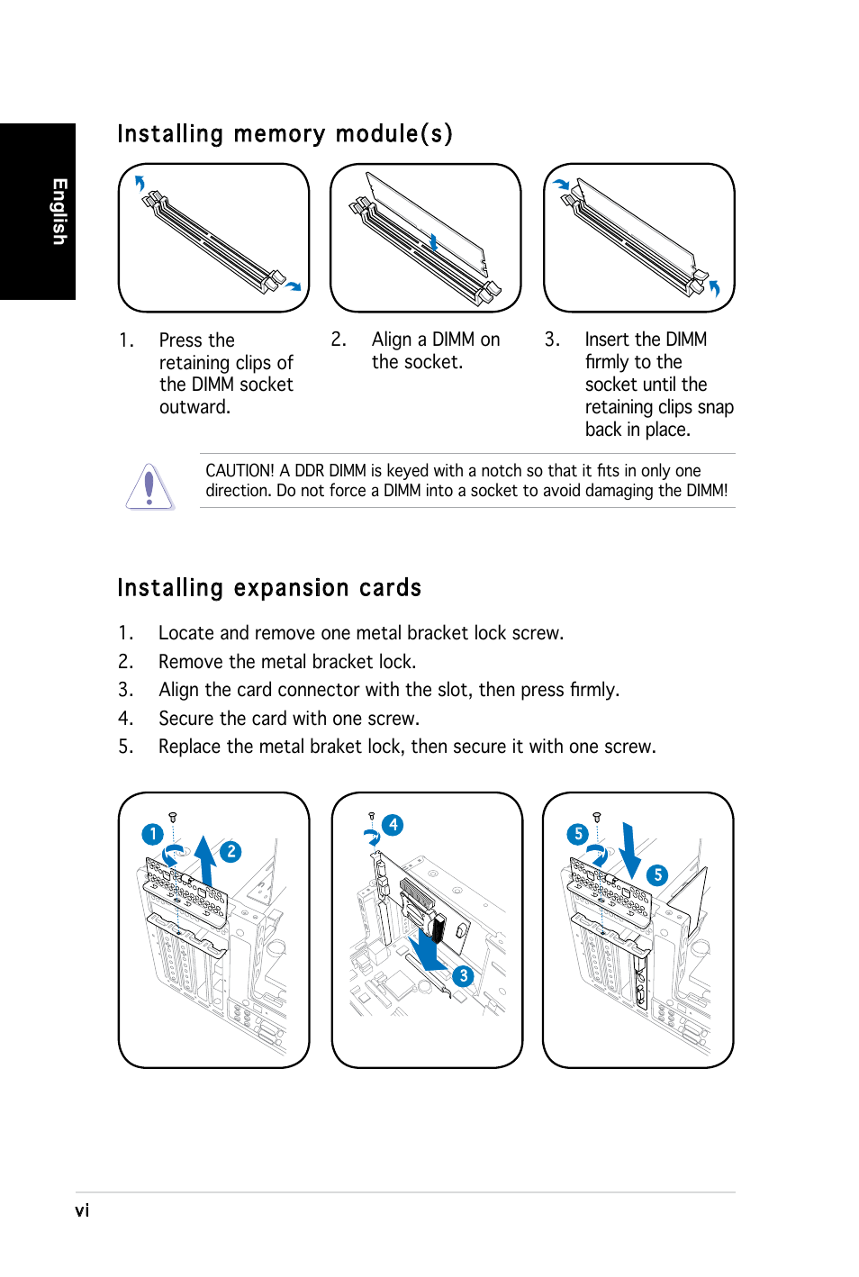 Installing expansion cards | Asus T3-M2NC51PV User Manual | Page 6 / 80