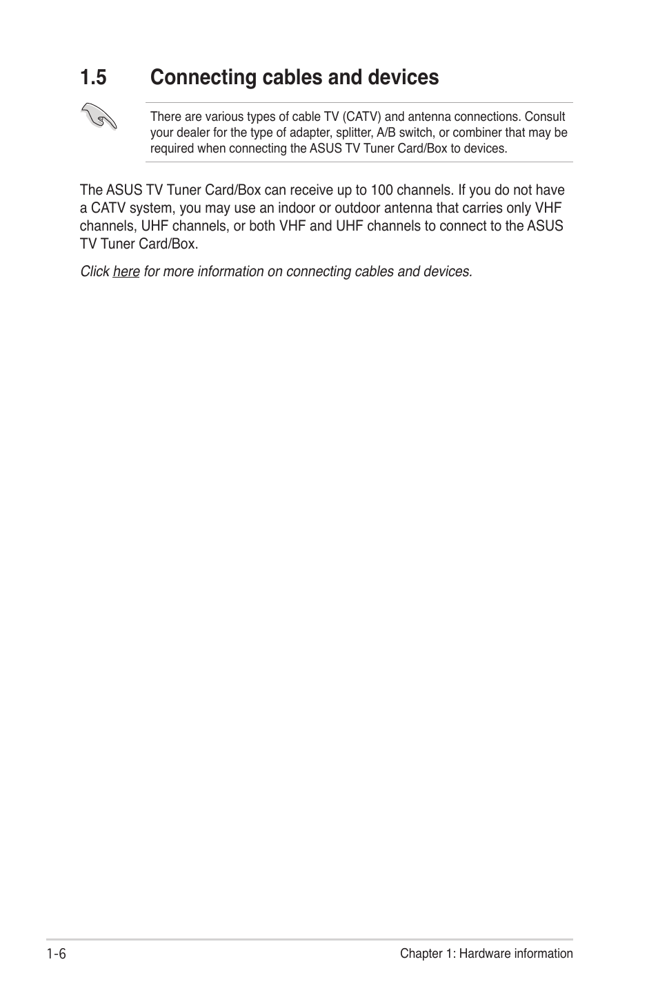 5 connecting cables and devices, Connecting cables and devices -6 | Asus My Cinema-U3000Hybrid User Manual | Page 14 / 42