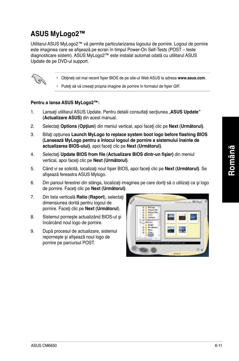 Ro m ân ă ro m ân ă ro m ân ă ro m ân ă, Asus mylogo2 | Asus CM1630 User Manual | Page 149 / 246