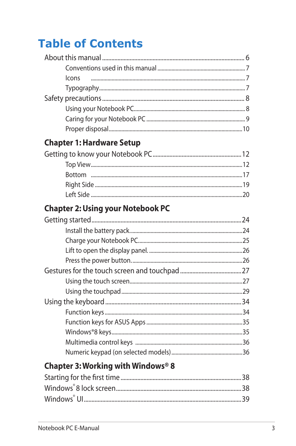 Asus V550CM User Manual | Page 3 / 122