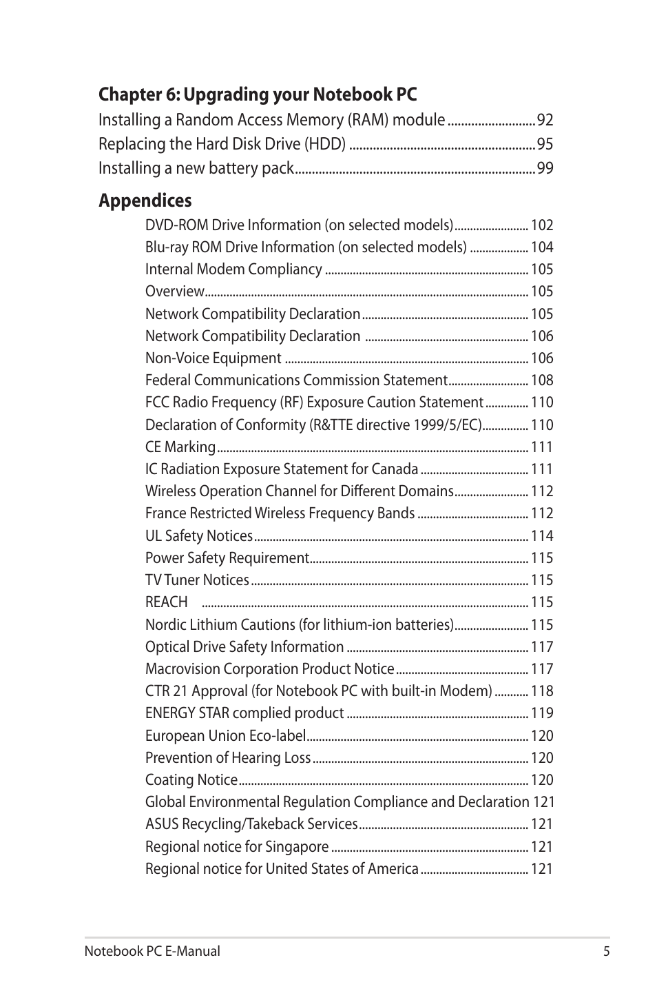 Asus V550CM User Manual | Page 5 / 122