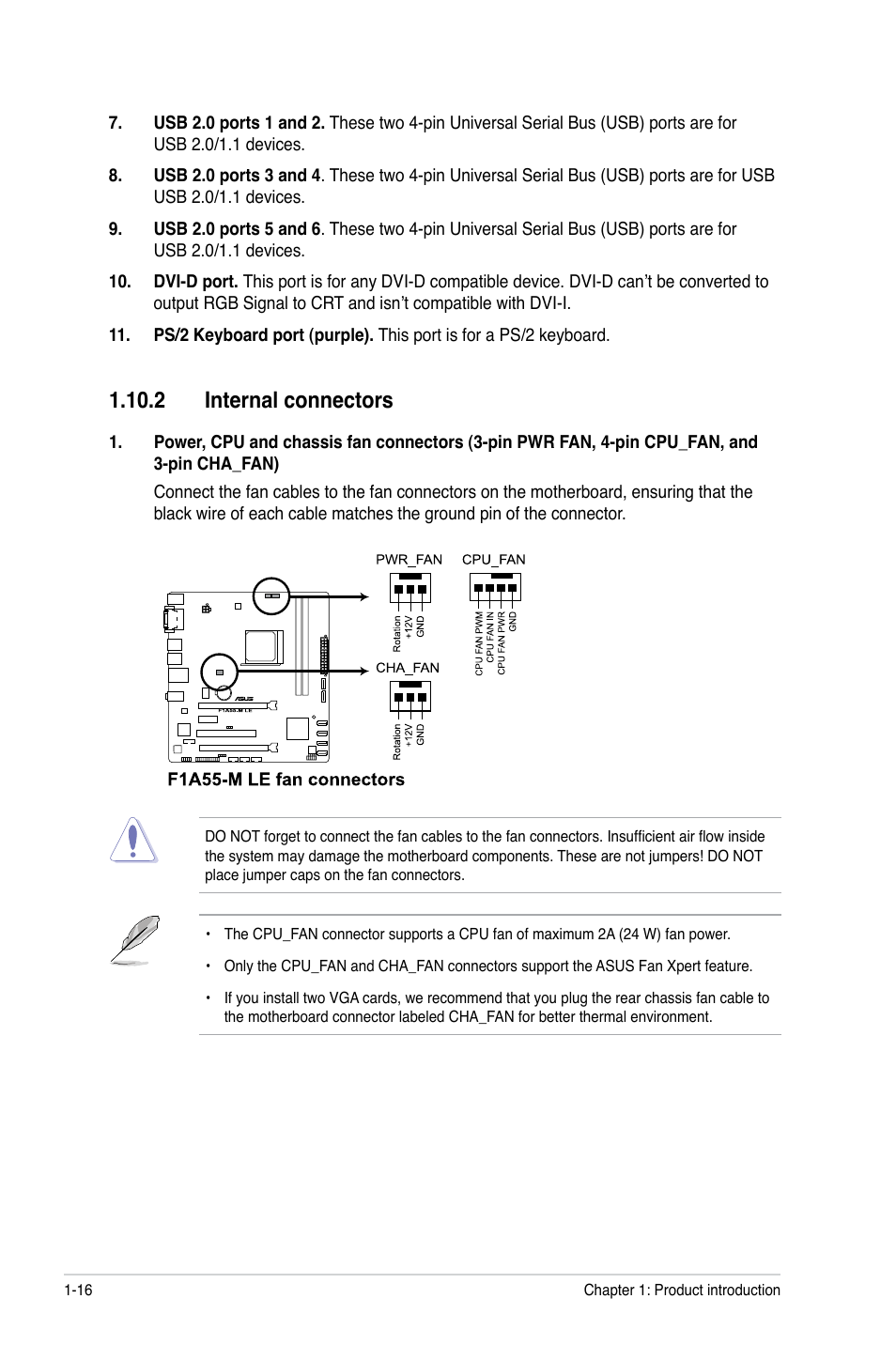 2 internal connectors | Asus F1A55-M LE User Manual | Page 28 / 64