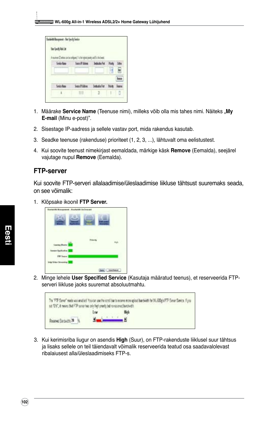 Eesti, Ftp-server | Asus WL-600g User Manual | Page 103 / 417