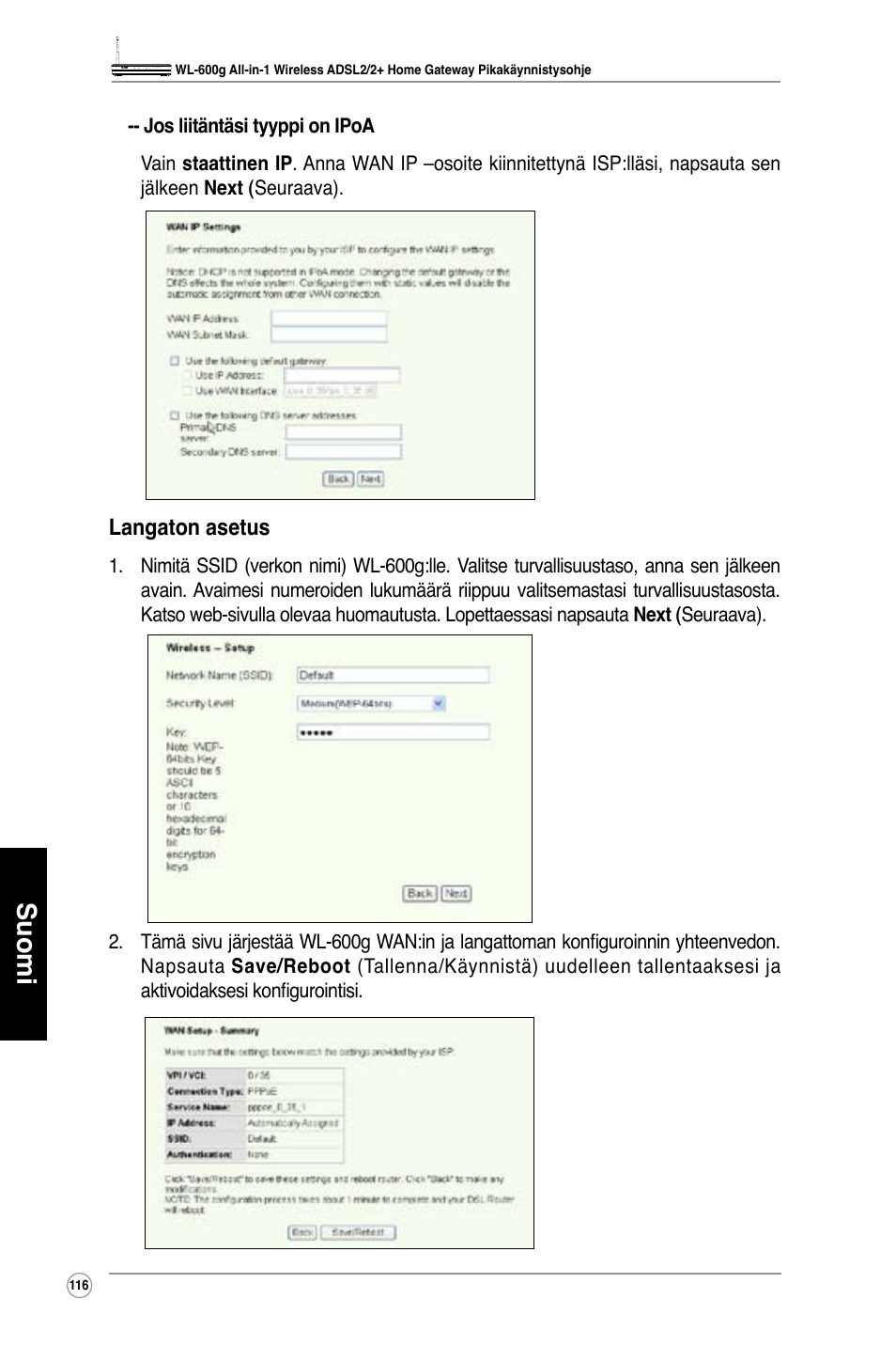 Suomi | Asus WL-600g User Manual | Page 117 / 417