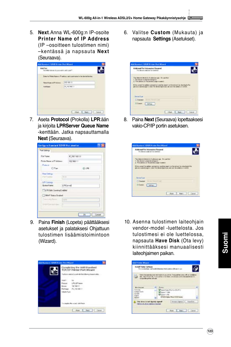 Suomi | Asus WL-600g User Manual | Page 124 / 417