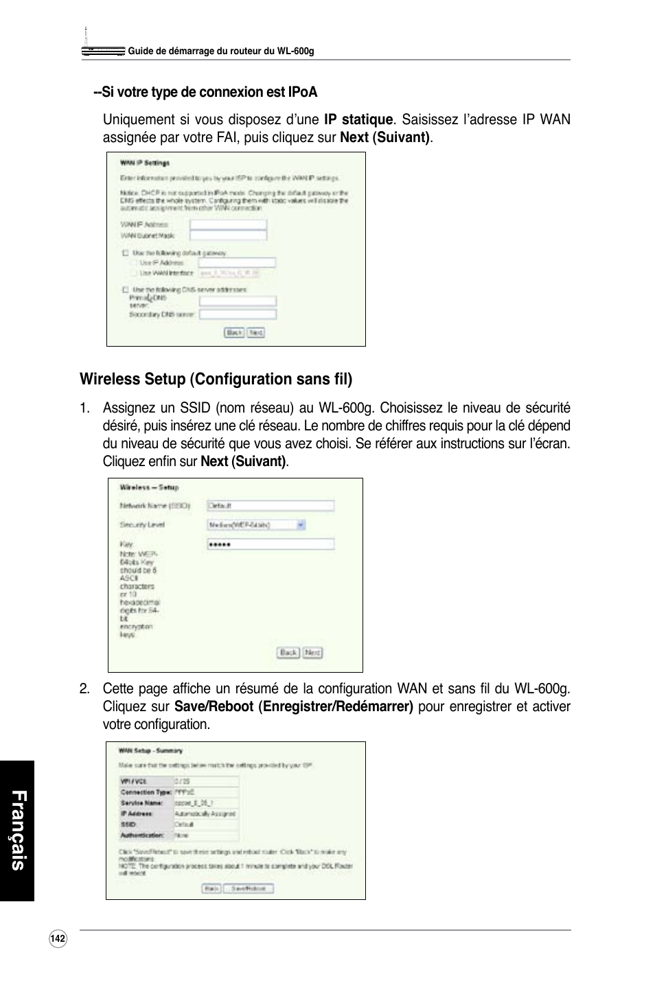 Français | Asus WL-600g User Manual | Page 143 / 417