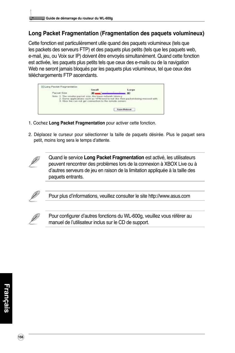 Français | Asus WL-600g User Manual | Page 157 / 417