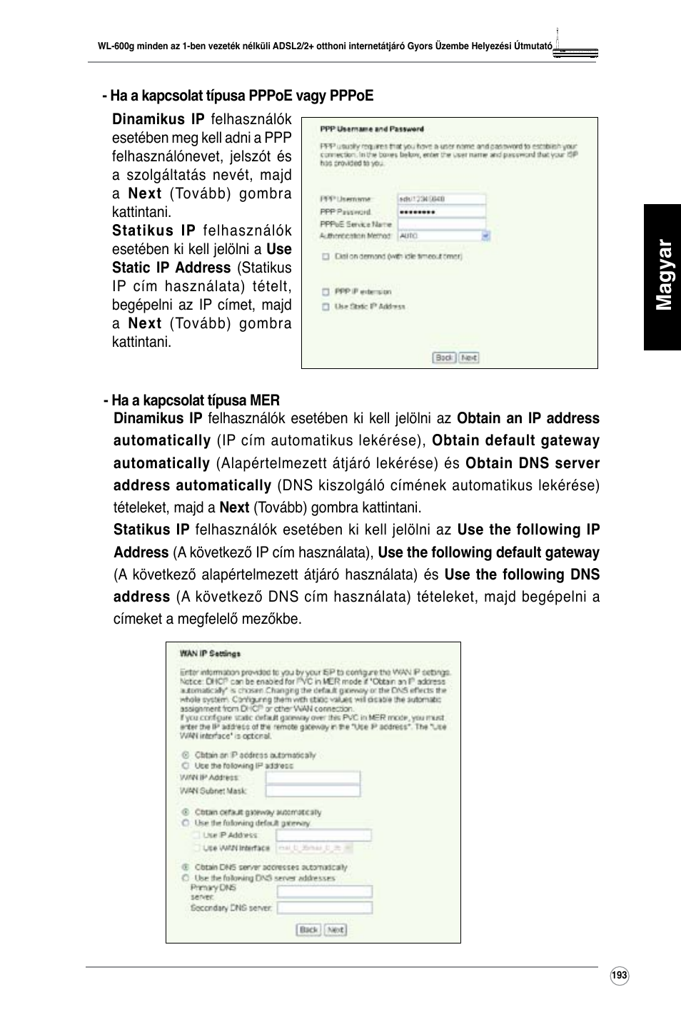 Magyar | Asus WL-600g User Manual | Page 194 / 417