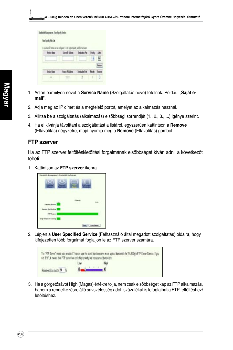 Magyar, Ftp szerver | Asus WL-600g User Manual | Page 207 / 417