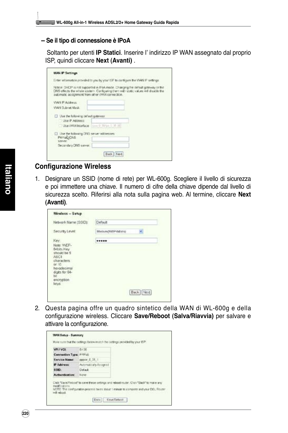 Italiano | Asus WL-600g User Manual | Page 221 / 417