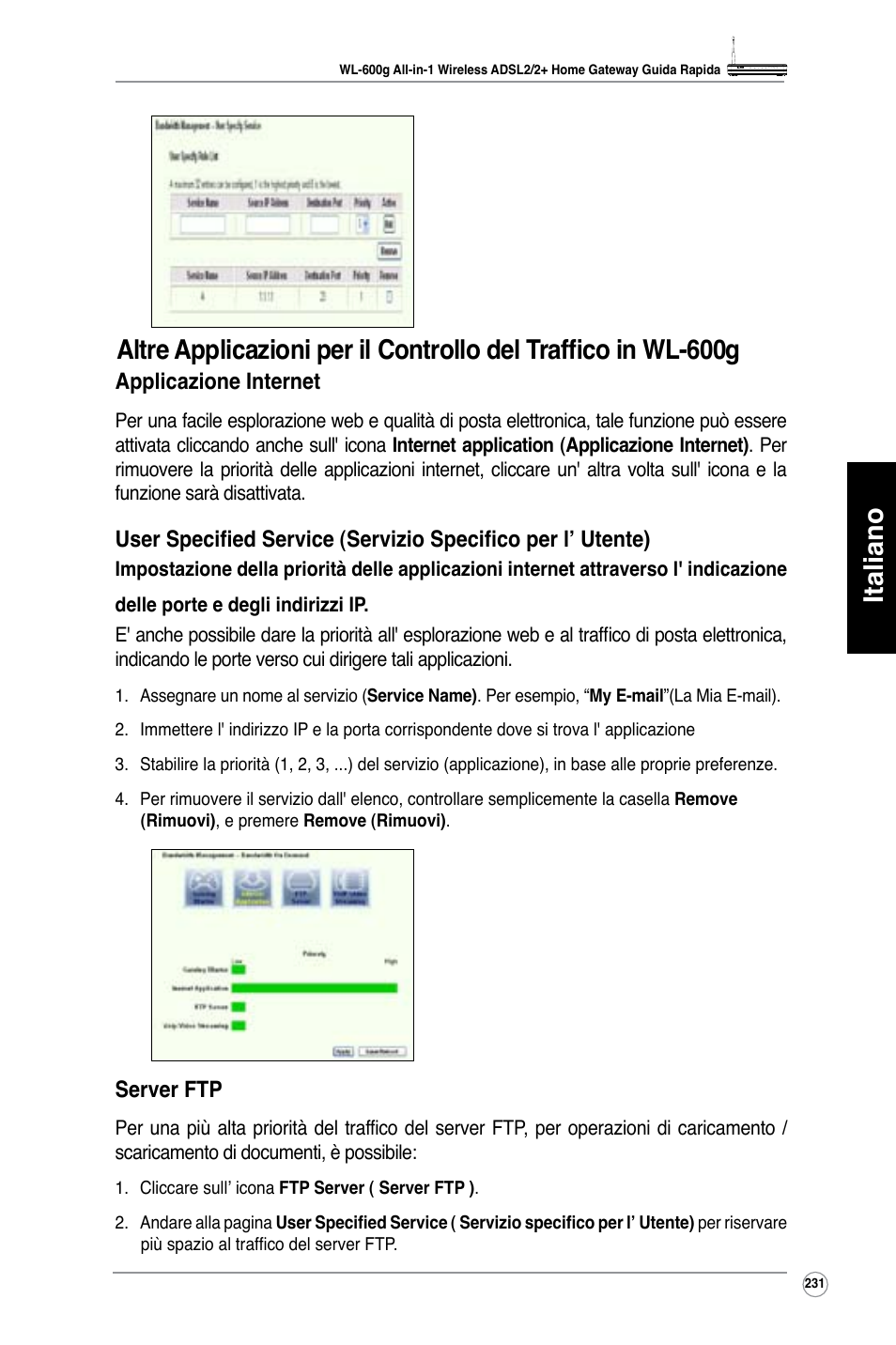 Italiano | Asus WL-600g User Manual | Page 232 / 417