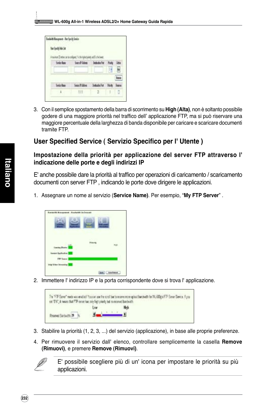 Italiano | Asus WL-600g User Manual | Page 233 / 417