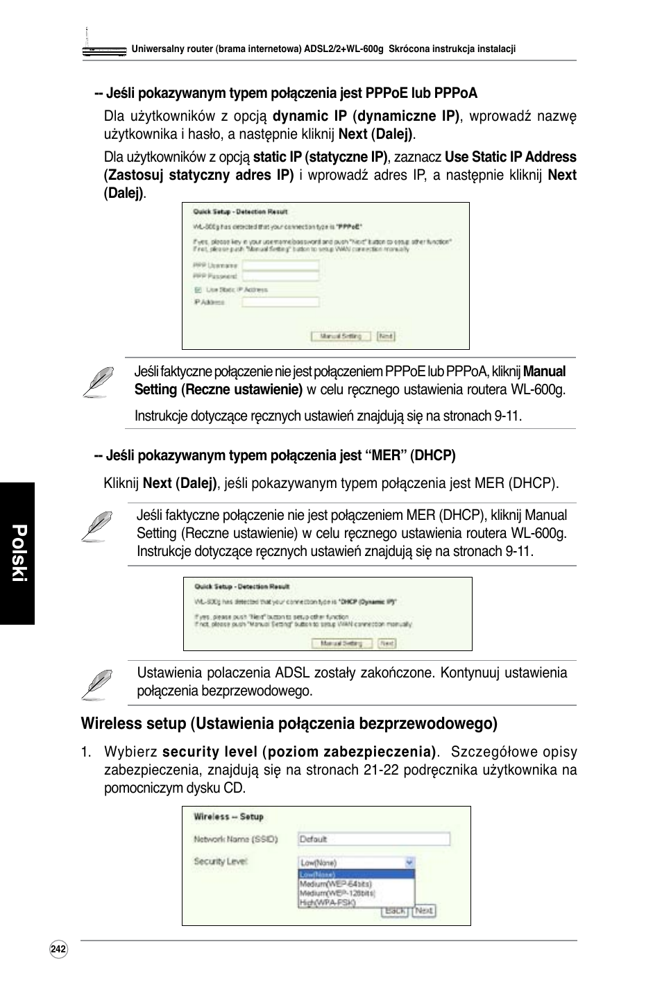 Polski | Asus WL-600g User Manual | Page 243 / 417