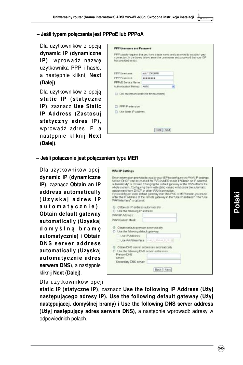 Polski | Asus WL-600g User Manual | Page 246 / 417