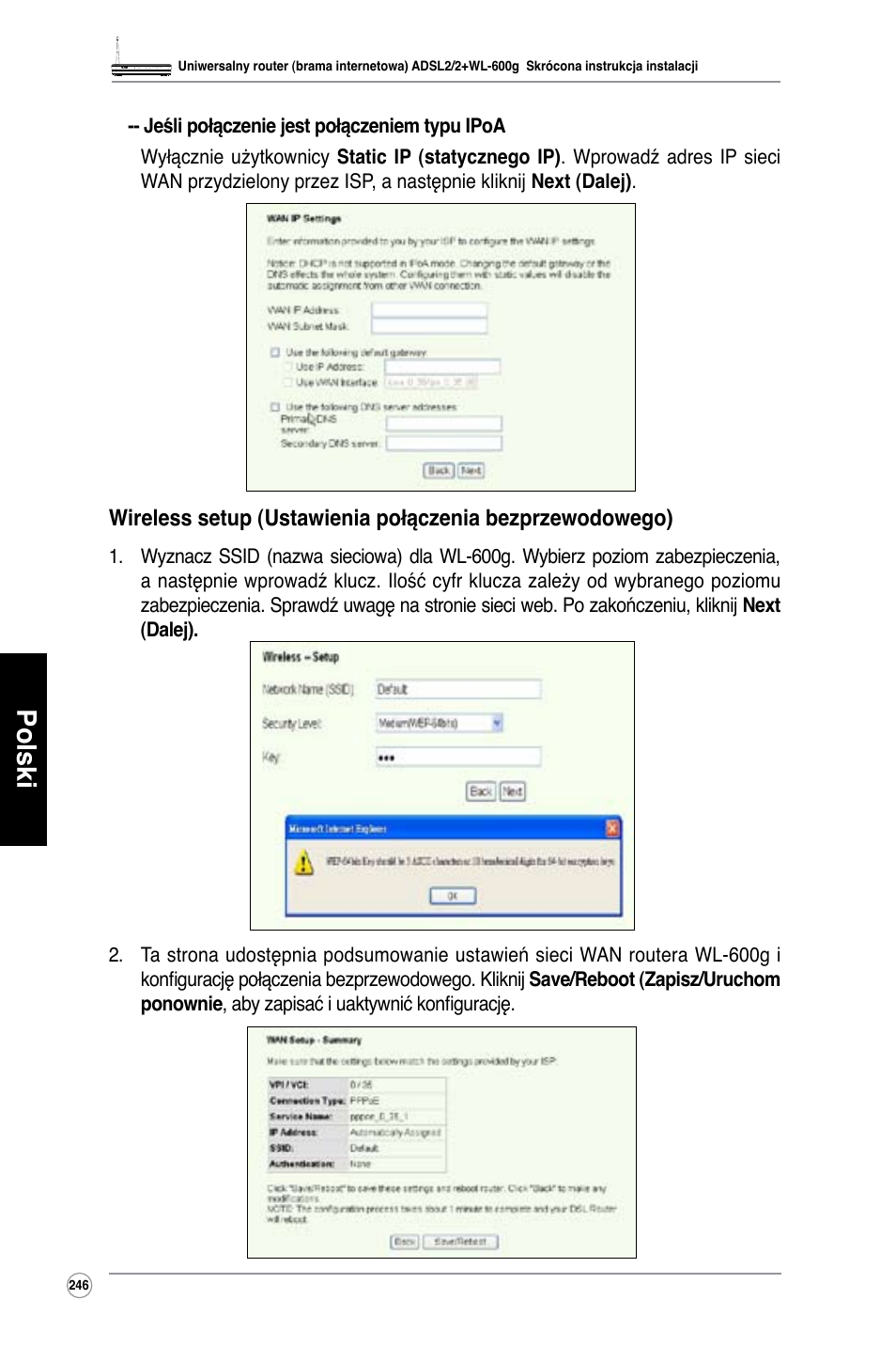 Polski | Asus WL-600g User Manual | Page 247 / 417