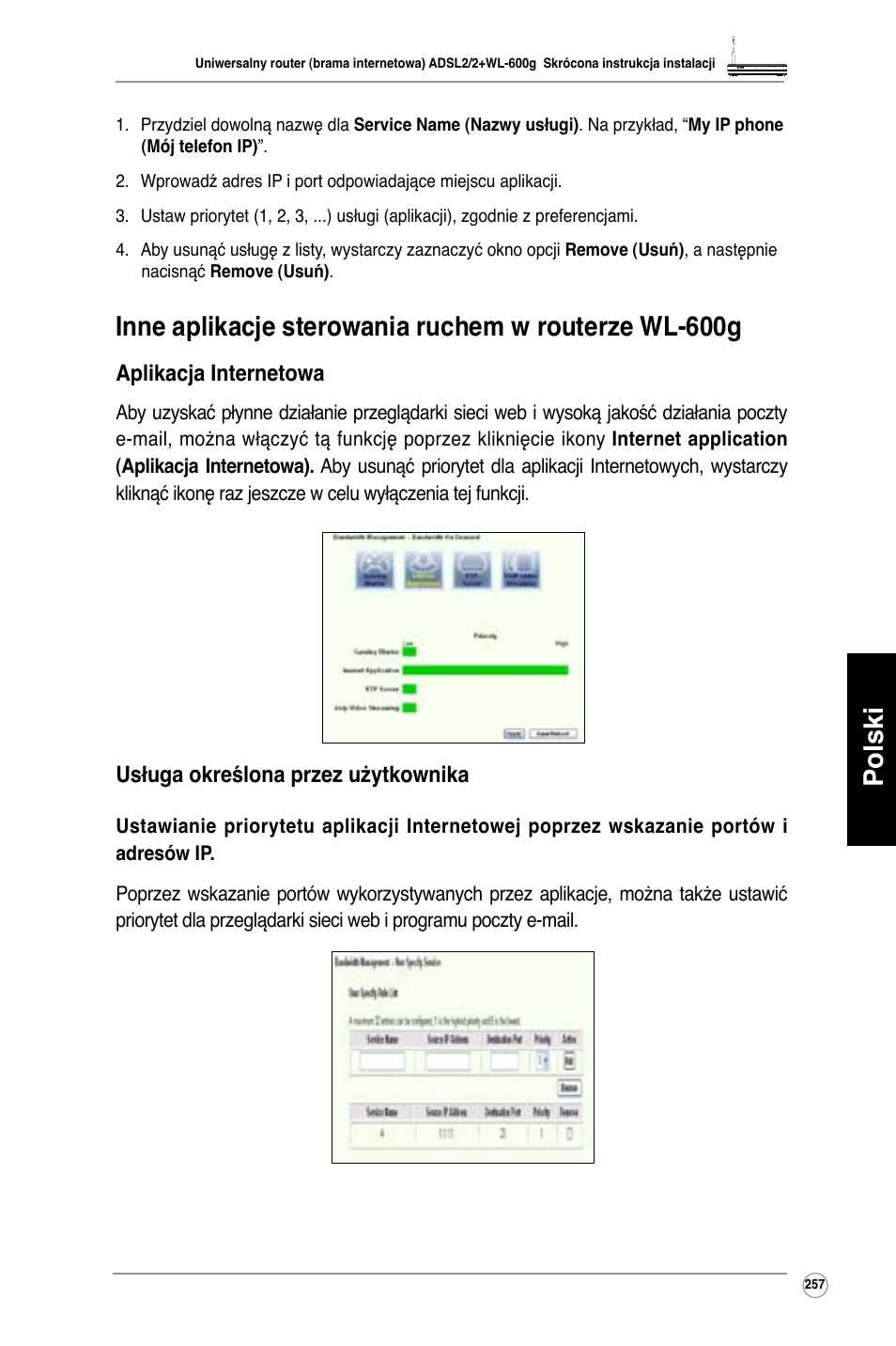 Polski | Asus WL-600g User Manual | Page 258 / 417