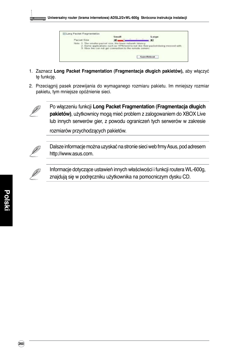 Polski | Asus WL-600g User Manual | Page 261 / 417