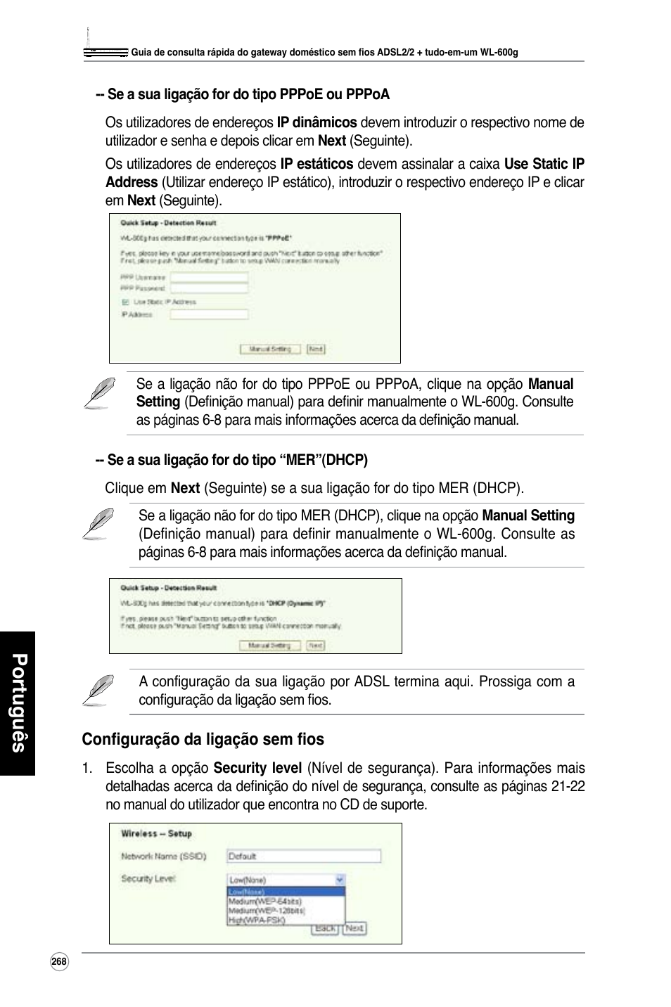 Português | Asus WL-600g User Manual | Page 269 / 417