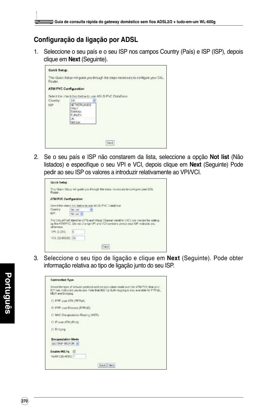 Português | Asus WL-600g User Manual | Page 271 / 417