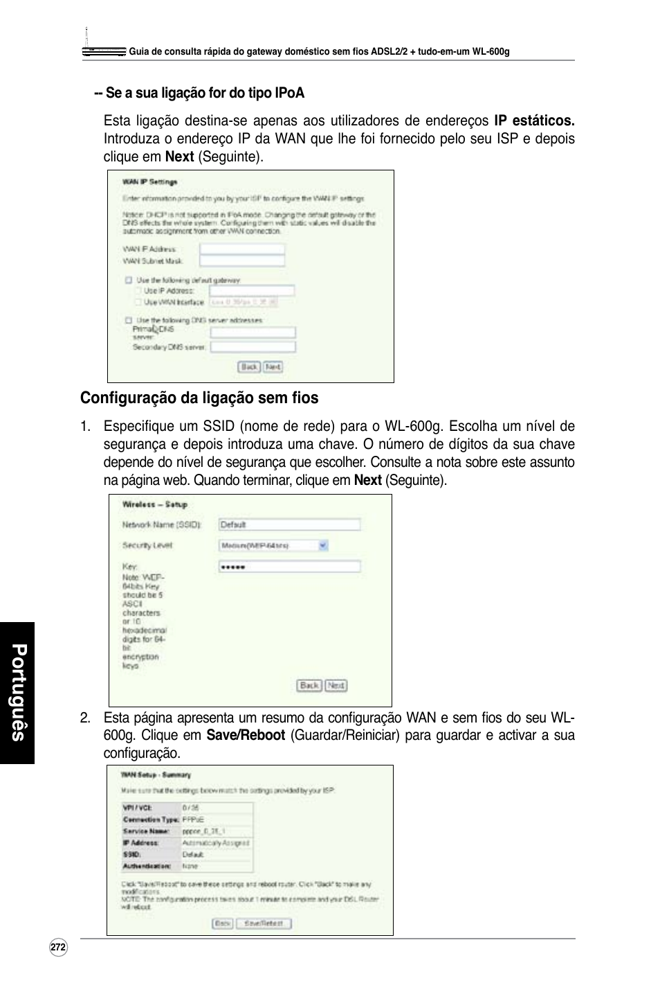 Português | Asus WL-600g User Manual | Page 273 / 417