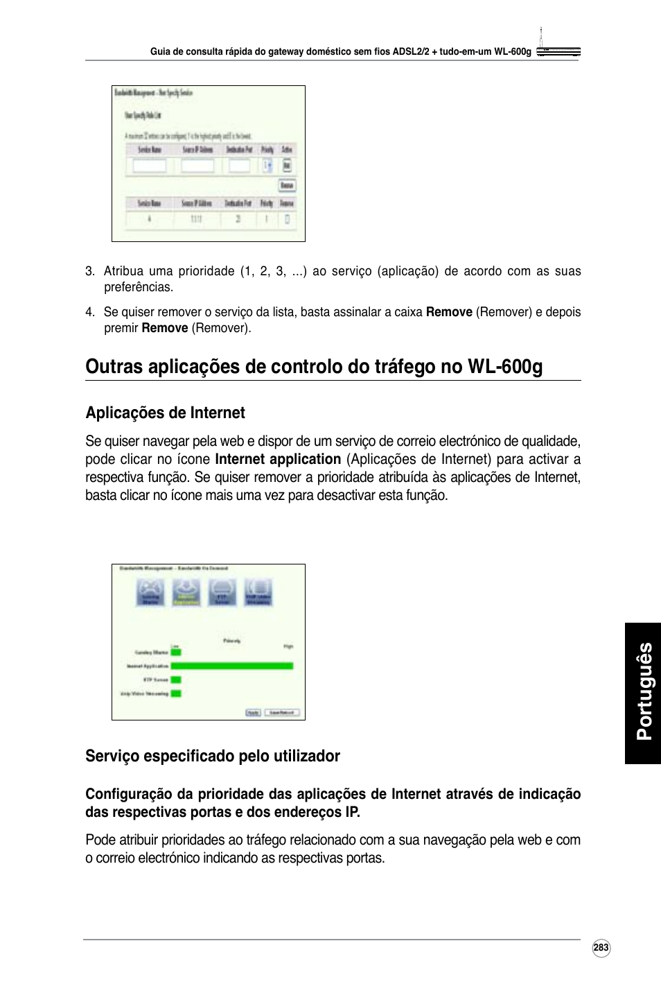 Português | Asus WL-600g User Manual | Page 284 / 417