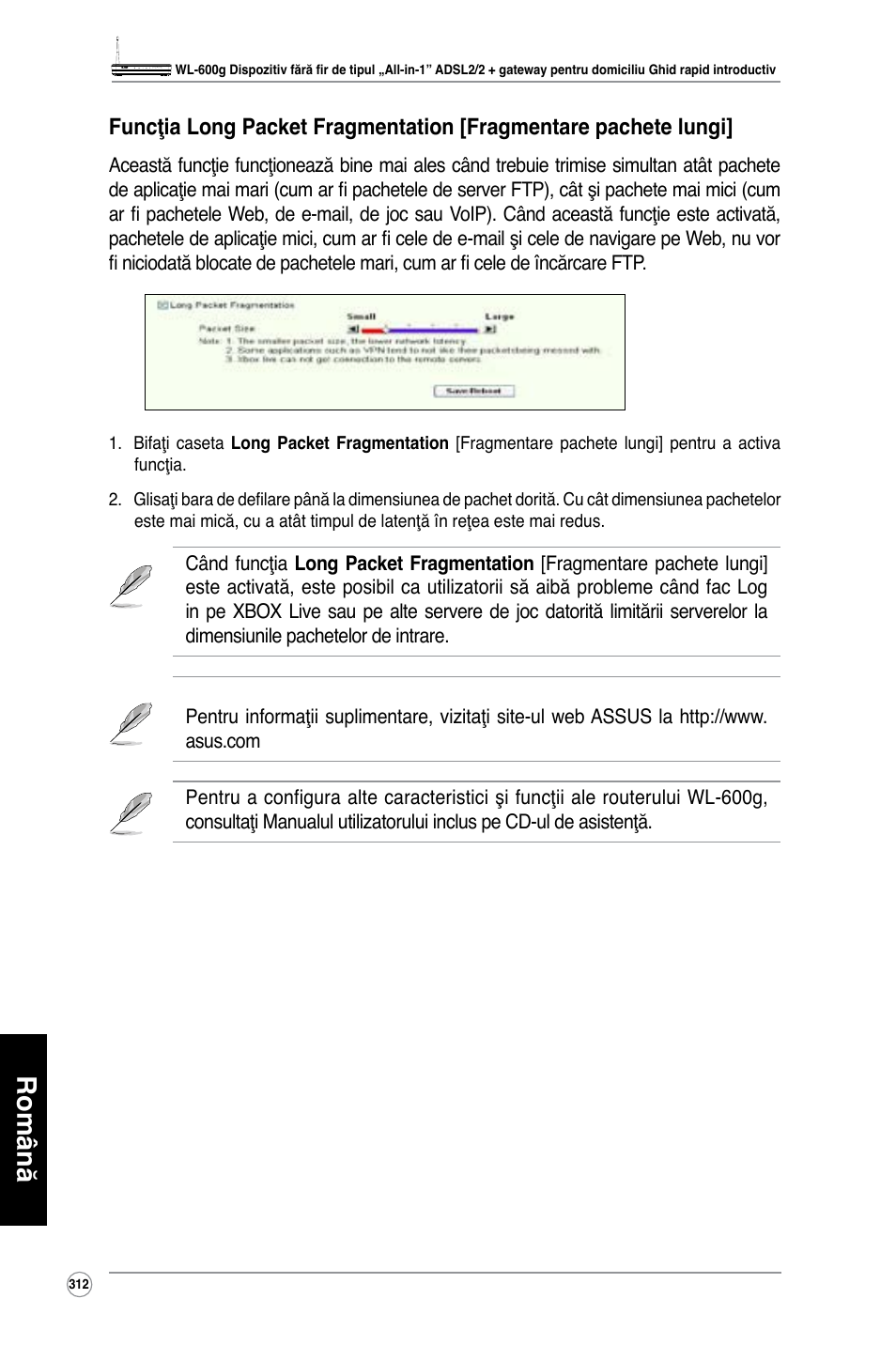 Română | Asus WL-600g User Manual | Page 313 / 417