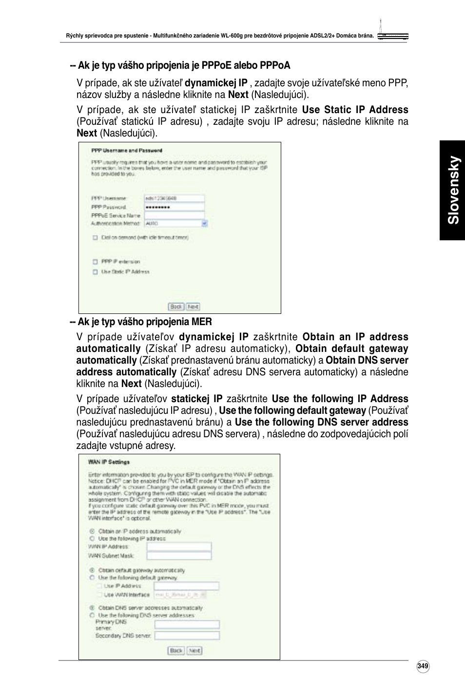 Slovensky | Asus WL-600g User Manual | Page 350 / 417