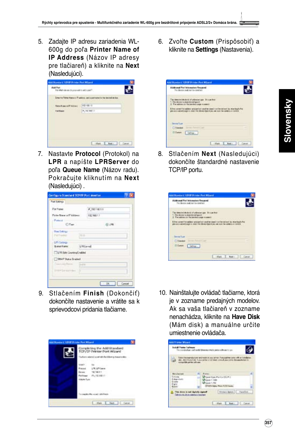 Slovensky | Asus WL-600g User Manual | Page 358 / 417