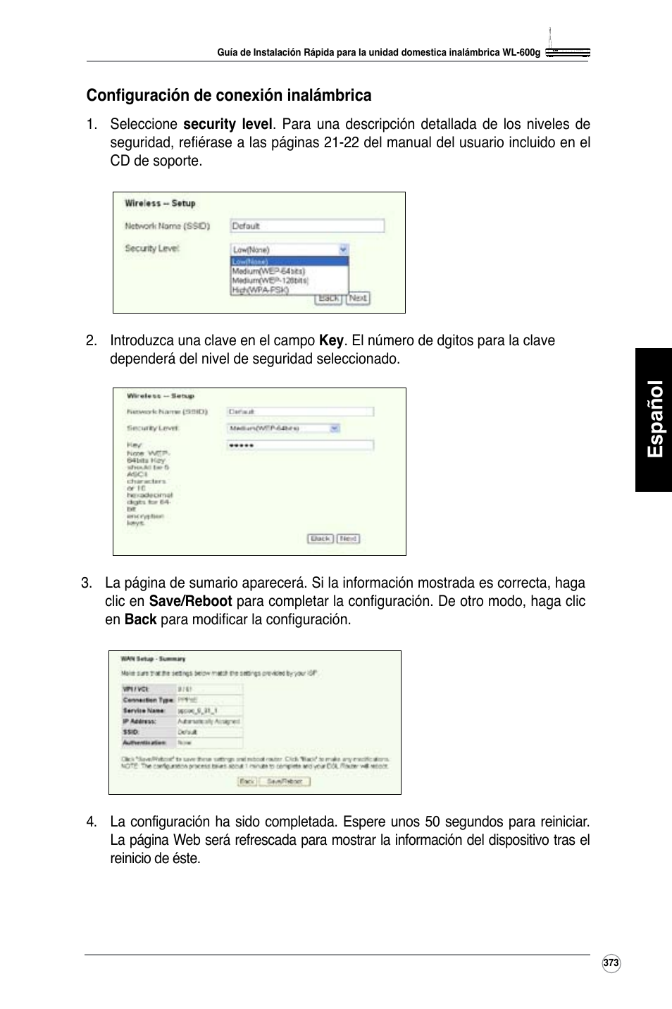 Español | Asus WL-600g User Manual | Page 374 / 417