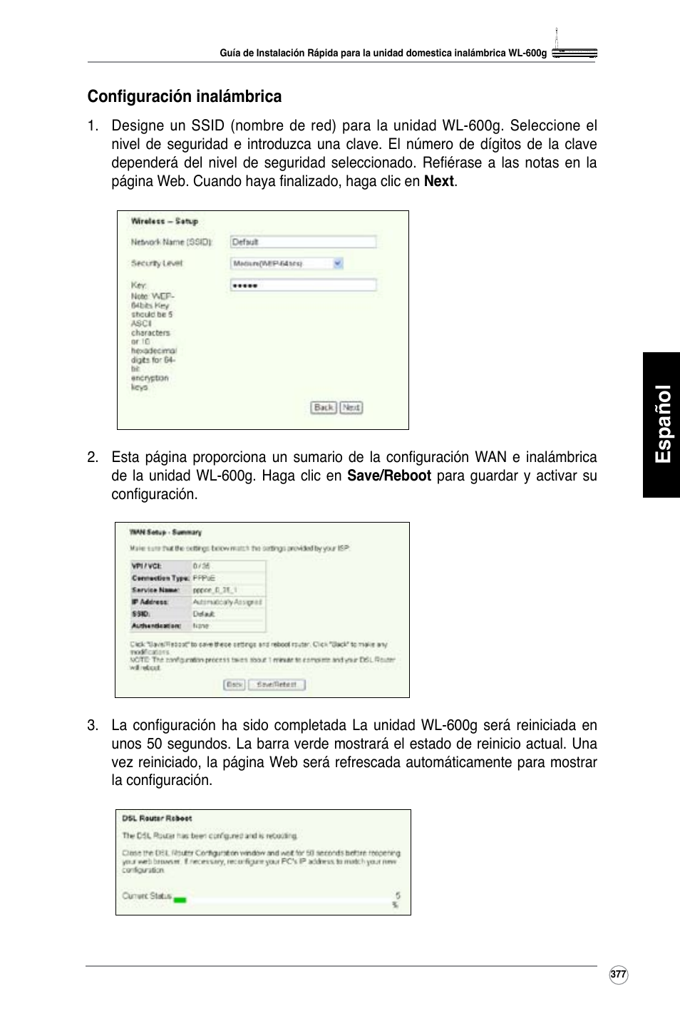 Español | Asus WL-600g User Manual | Page 378 / 417