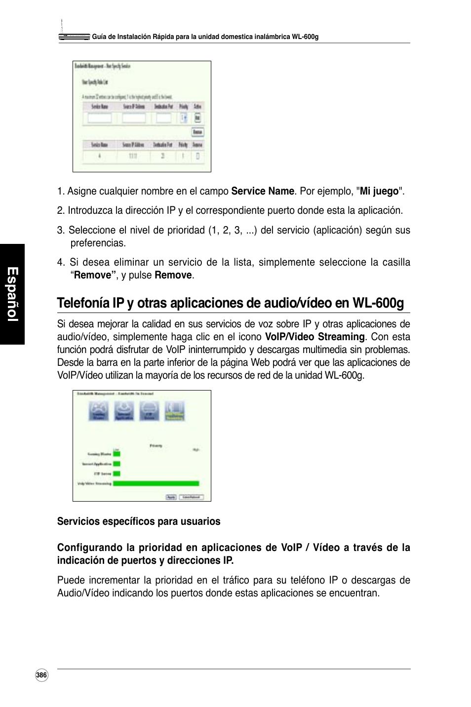 Español | Asus WL-600g User Manual | Page 387 / 417