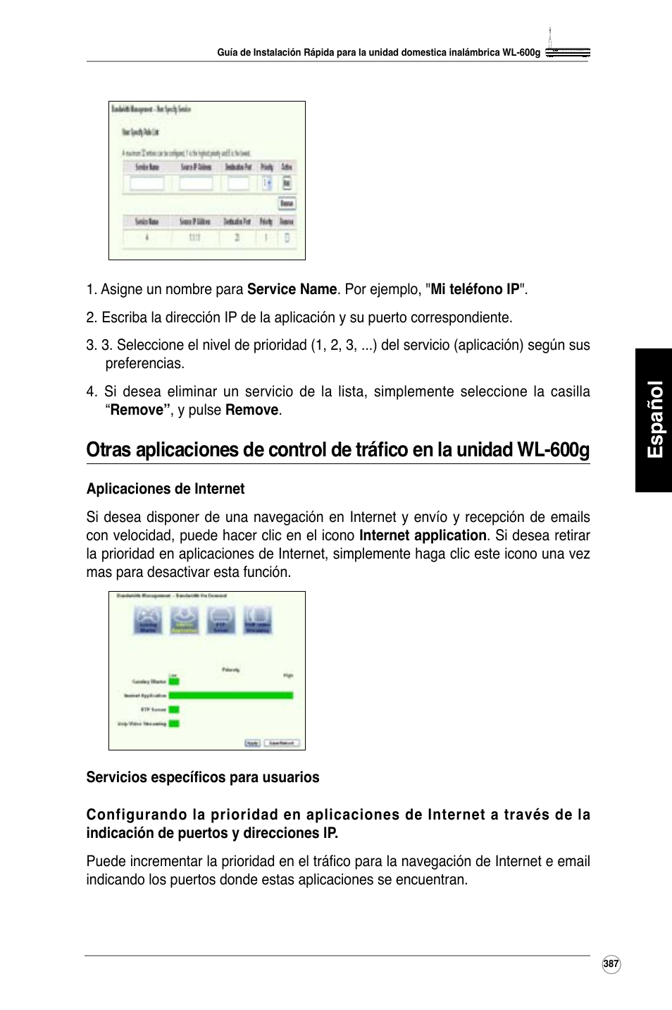 Español | Asus WL-600g User Manual | Page 388 / 417