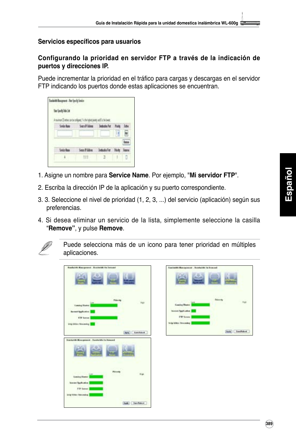 Español | Asus WL-600g User Manual | Page 390 / 417