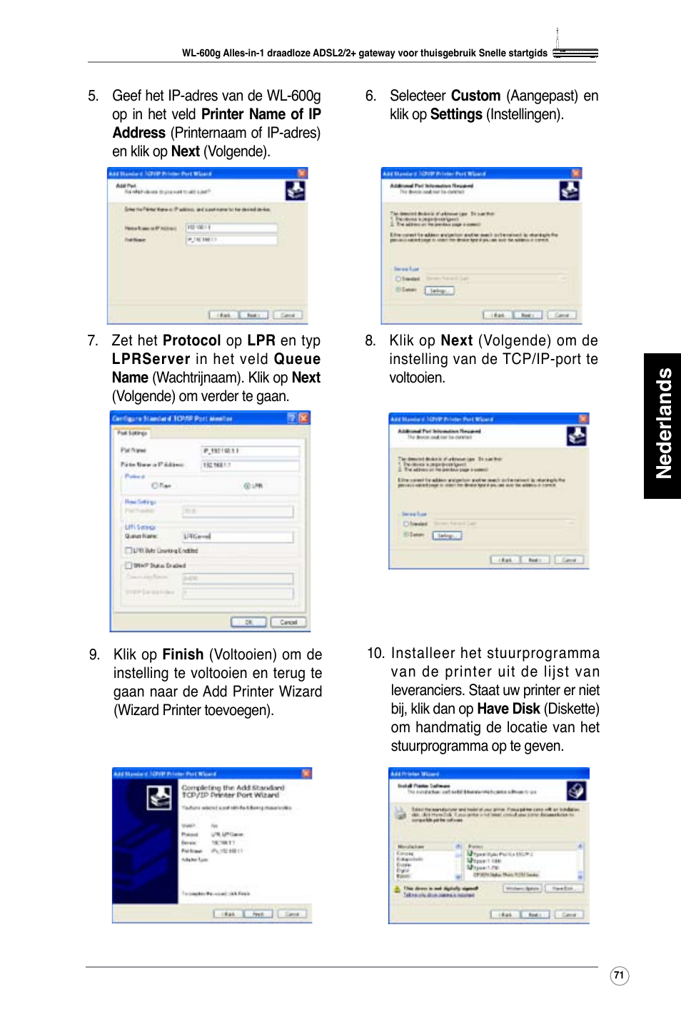 Nederlands | Asus WL-600g User Manual | Page 72 / 417