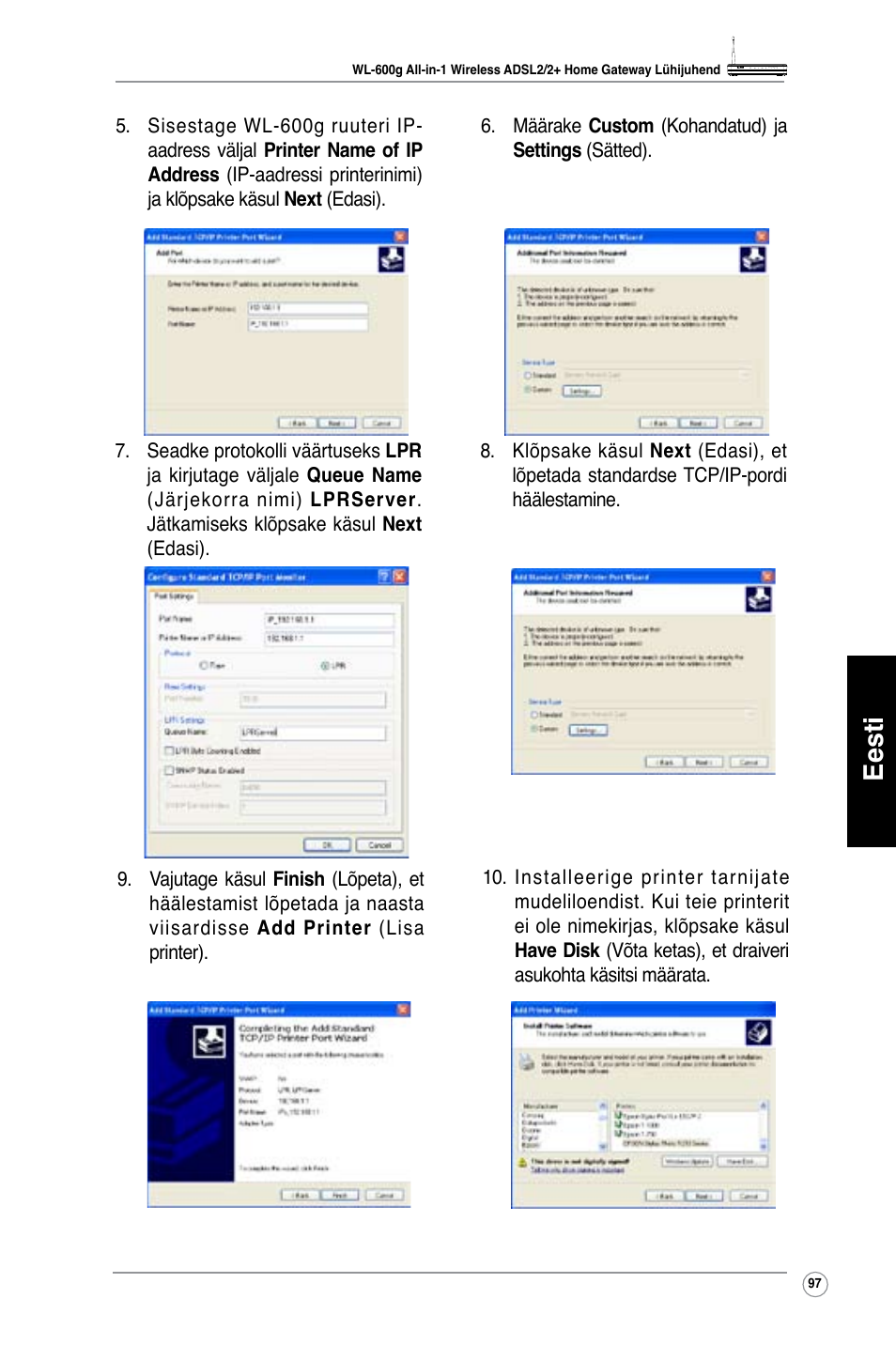 Eesti | Asus WL-600g User Manual | Page 98 / 417