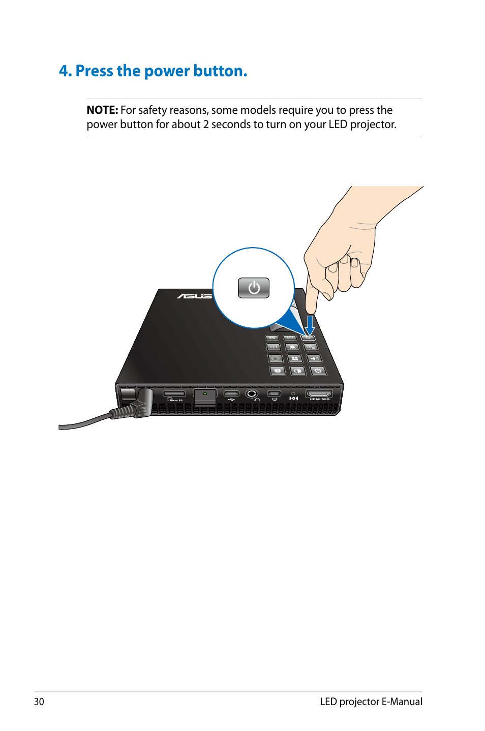 Press the power button | Asus P2M User Manual | Page 30 / 64