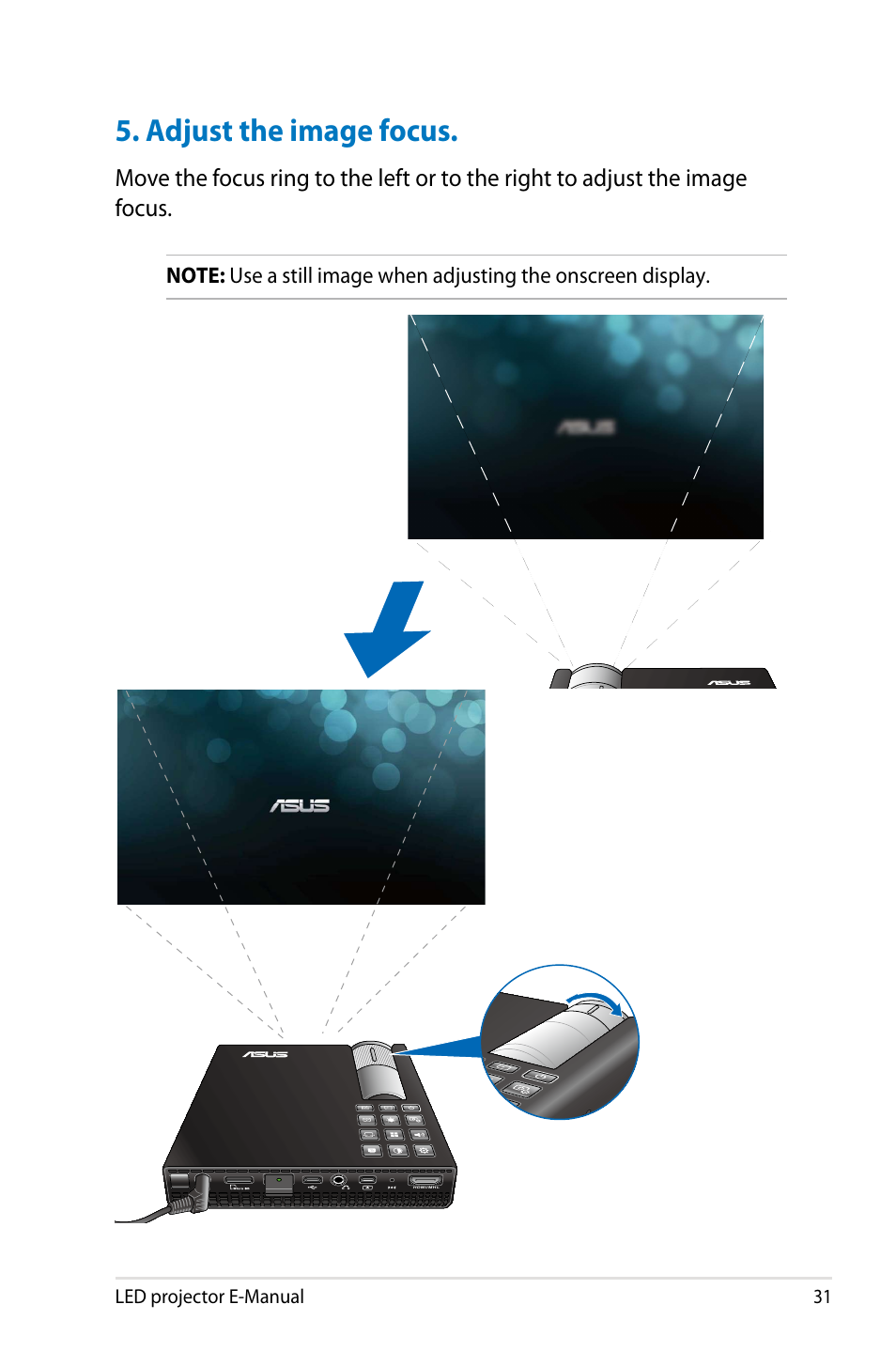 Adjust the image focus | Asus P2M User Manual | Page 31 / 64