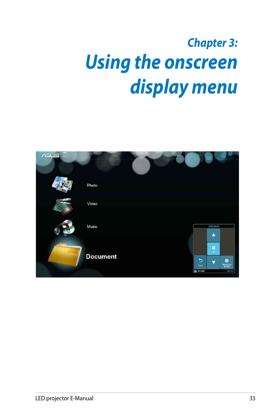 Chapter 3: using the onscreen display menu, Using the onscreen display menu | Asus P2M User Manual | Page 33 / 64
