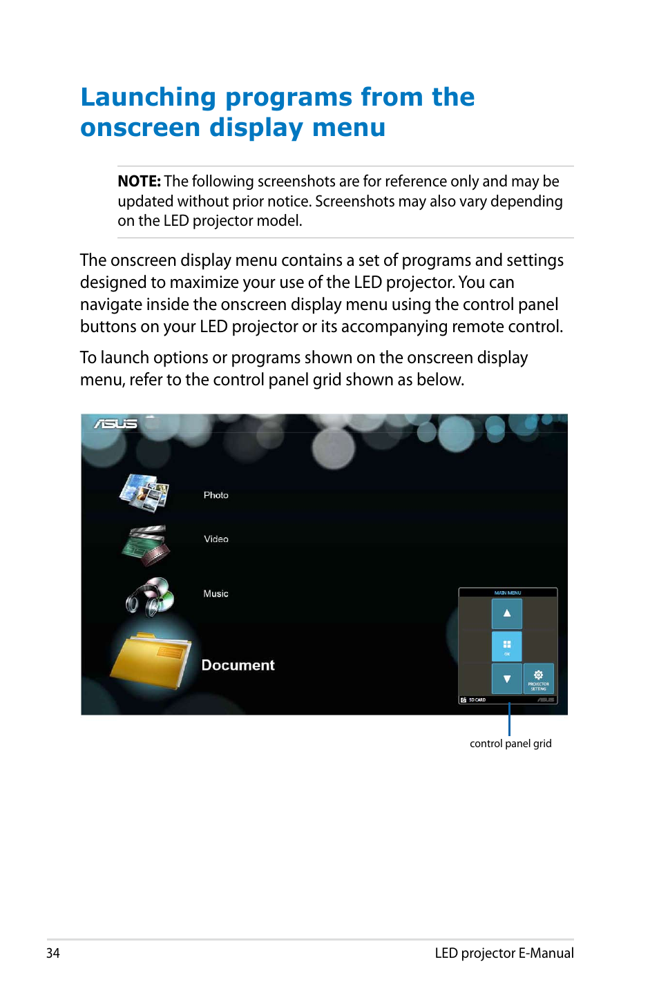 Launching programs from the onscreen display menu | Asus P2M User Manual | Page 34 / 64