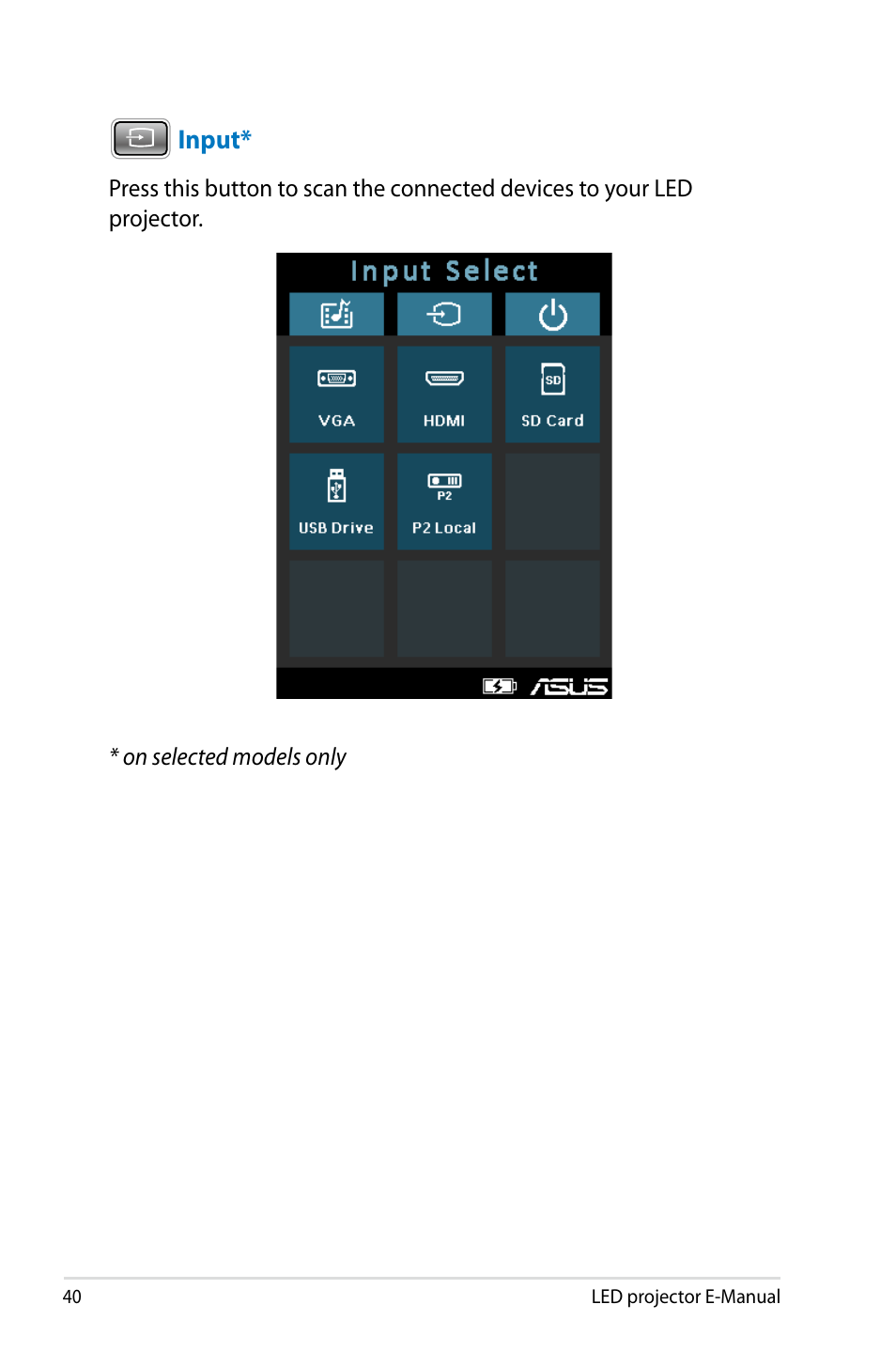 Input | Asus P2M User Manual | Page 40 / 64