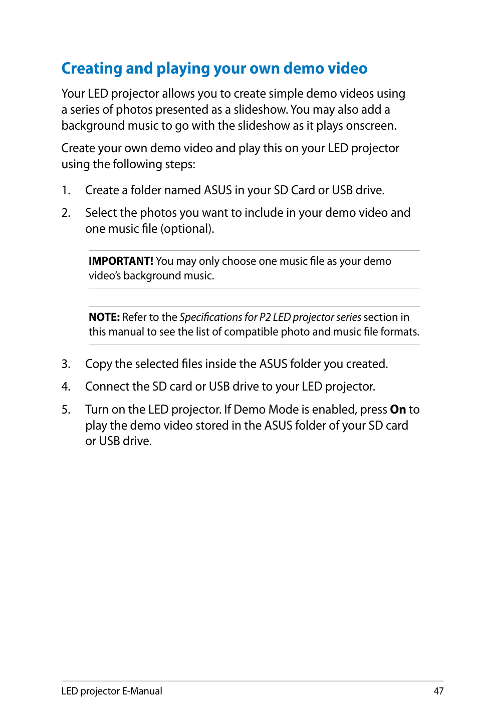 Creating and playing your own demo video | Asus P2M User Manual | Page 47 / 64