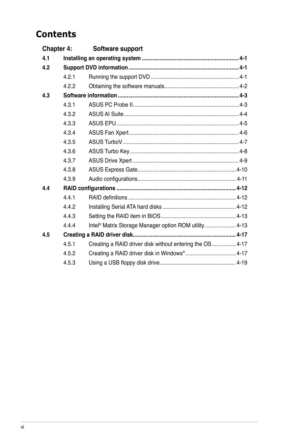Asus P5QD Turbo User Manual | Page 6 / 114
