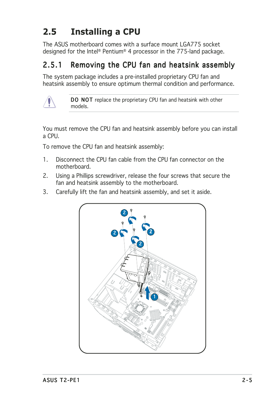 5 installing a cpu | Asus T2-PE1 User Manual | Page 23 / 110